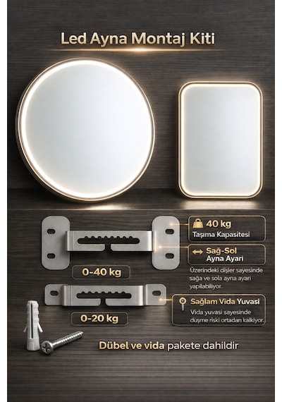 Digital Hayat Mavi Led Işıklı Kare Ayna Dekoratif Banyo Makyaj Aynası Mavi