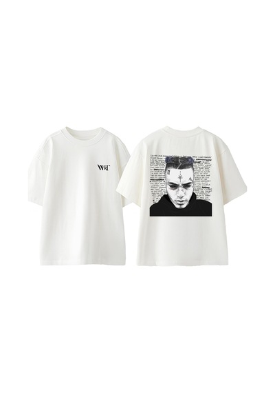Thewert Xxxtentacion 8 Tasarım Sırt Baskılı Pamuk Beyaz Oversize T-shirt