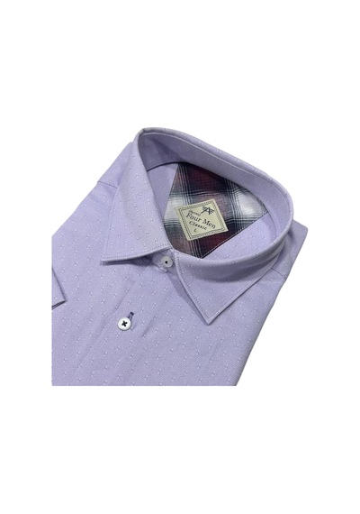 Eren Style Linen Keten Klasik %100 Cotton Kısa Kollu Terletmeyen Gömlek Lila