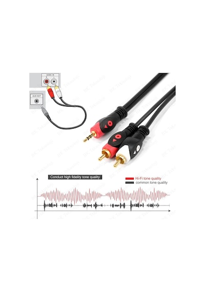 Yüksek Kalite 3.5mm Erkek to 2RCA Erkek  Ses Kablosu 5 Metre