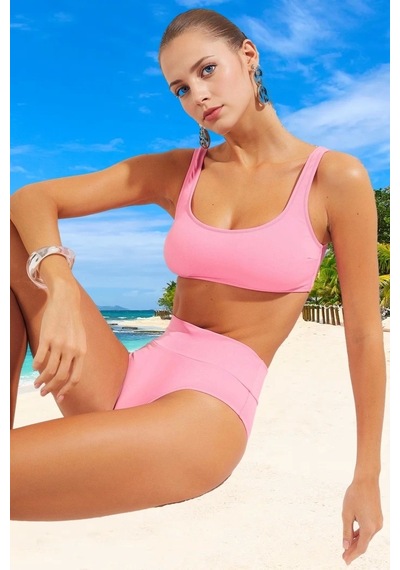 Ersefa Tasarım Bikini Takımı Özel Ergonomik Kesim Su Sporları İçin Şık D Pembe