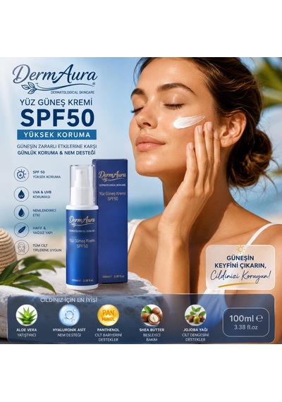 Dermaura Nemlendirici Etkili Yüz Güneş Kremi SPF50+ 100 ML