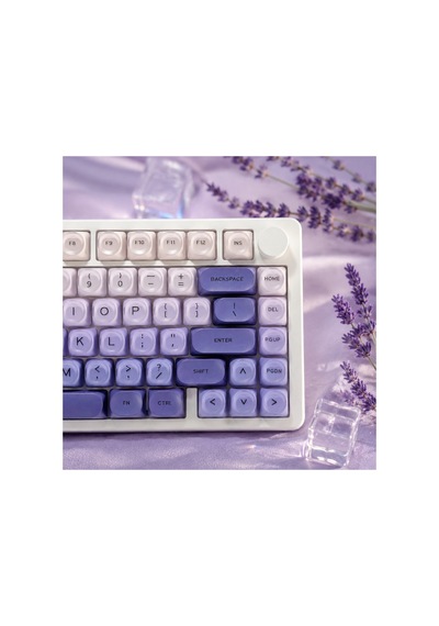 Leaven 128 Tuş Pbt Keycap Seti - Retro Yuvarlak Moa Profil Cherry Mx Uyumlu Klavye Tuşları - Mor