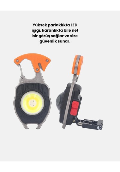 Zhltools Çok Fonksiyonlu Anahtarlık Fener Güçlü Led Işıklı, Şarjlı, Düdüklü Ve Tornavidalı Mini El Feneri