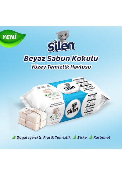 Silen Beyazsabun Kokulu Yüzey Temizleme Havlus 12'li 1200 Yaprak