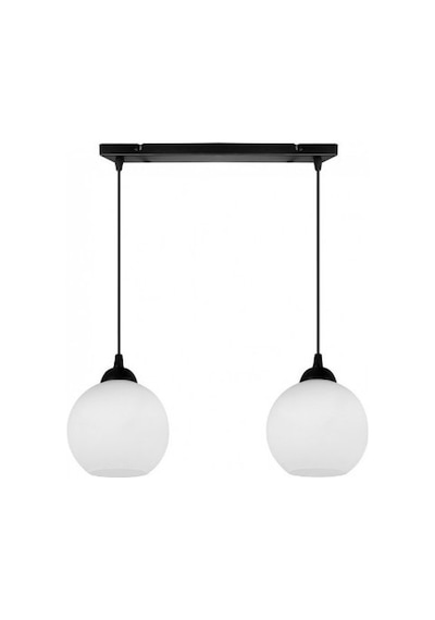 Riolıght Modern,retro,vintage Opal Beyaz Camlı 2xe27 Sıralı Siyah