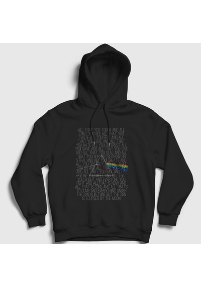 Presmono Unisex Eclipsed Pink Floyd Kapüşonlu Sweatshirt Siyah