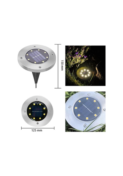 Solar Lights Dış Mekan Bahçe Tavan Lambası, Güneş Enerjisiyle Çalışan 8 Led, Peyzaj, Yürüme Yolu, Çim, Merdiven Güvertesi, Bahçe Dekorasyonu İçin, Sıcak 4'lü Paket Enerji Sınıfı A+++ Enerji