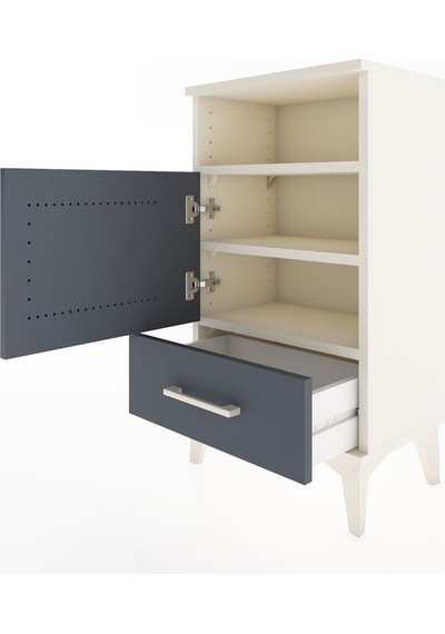 Arges Komodin 2 Raflı Tek Kapaklı 44x30x80 Aytaşı-antrasit Aytaşı