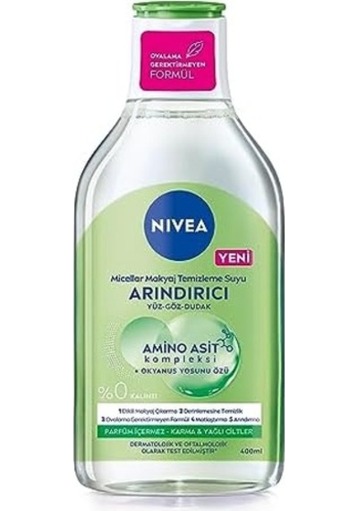 Micellar Makyaj Temizleme Suyu Arındırıcı Ve Matlaştırıcı 400 Ml, Yüz, Göz Ve Dudak Temizleyici, Amino Asit Kompleksi Ve Okyanus Yosunu Özü