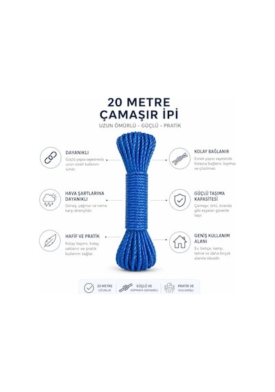 20 Metre Naylon Çamaşır İpi Dayanıklı Çamaşır İpi Kalın 3 Mm Çok Amaçlı İp Balkon Bahçe Kamp Çamaşır Diğer
