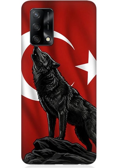 Oppo A74 Uyumlu Ay Yıldızlı Uluyan Kurt Desenli Silikon Kılıf Çok Renkli