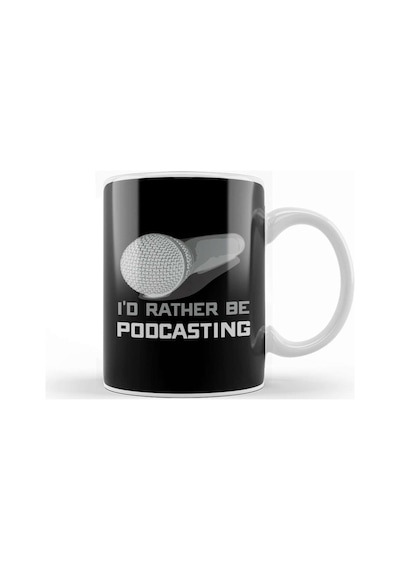 I D Rather Be Podcasting Cute & Funny Podcast Host Kupa Bardak Porselen Karışık