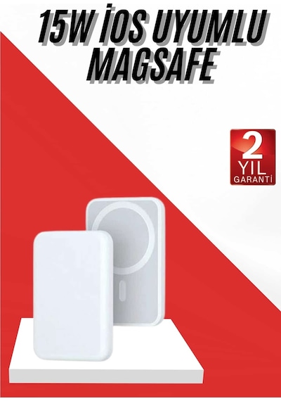 İos Uyumlu Magsafe Kablosuz 15w Şarj Powerbank Magesafe - Lisinya Beyaz