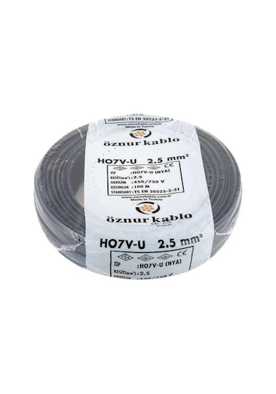 Öznur 2,5 Mm Nya Kablo Siyah-100 Metre
