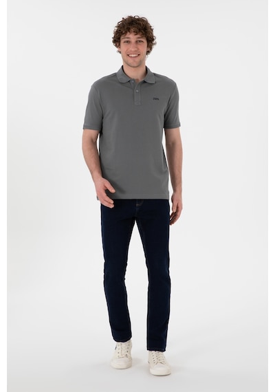U.S. Polo Assn. Erkek Regular Fit Polo Yaka Gri Basic Tişört 50306007-VR024
