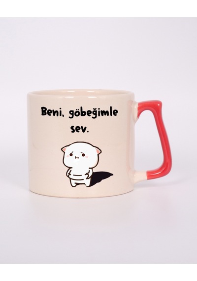 Renkli Kulplu Bardak-göbek Kırmızı