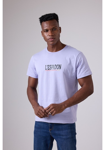 Marıne Tee Deniz Temalı Ribana Bisiklet Yaka Pamuk T-shirt-3150 Soluk Lila