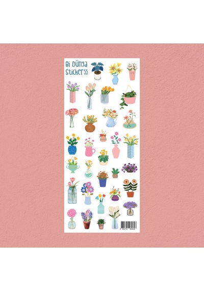 M55 Saksılar İçinde Sticker Seti Çok Renkli