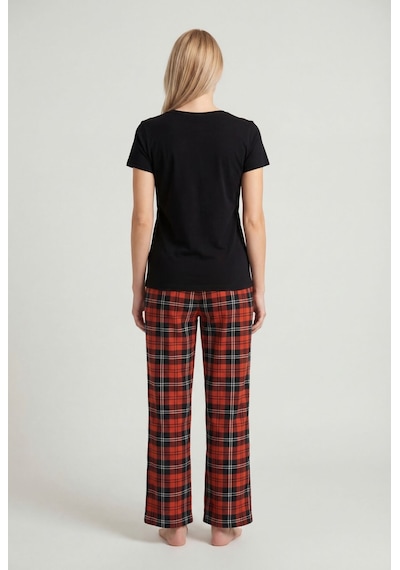 Türen Kadın Ekoseli Pijama Takımı T3618/turuncu 2 Çok renkli