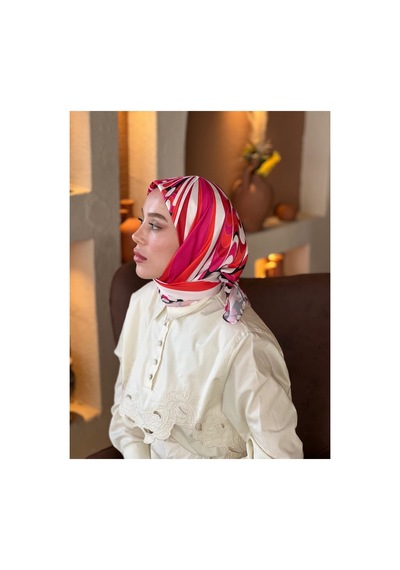 Mentoraly Modakaşmir Soyut Desenli Twill Eşarp pembe