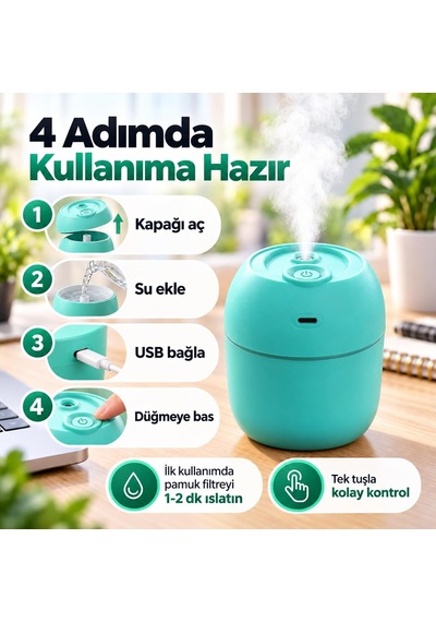 Mini Usb Hava Nemlendirici Ultrasonik Buhar Makinesi Led, Sd01