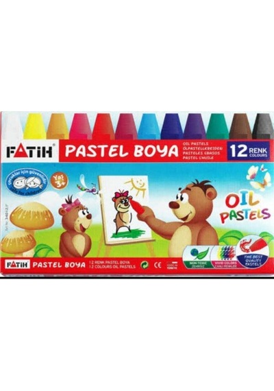 Fatih Yağlı Pastel Boya 12'li Set - Yumuşak Sürüşlü Canlı Renkler 12 Renk