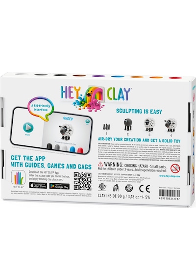 Hey Clay Hava İle Kuruyan Kil 6'lı Kutu - Hayvanlar İnek, Köpek, Koyun