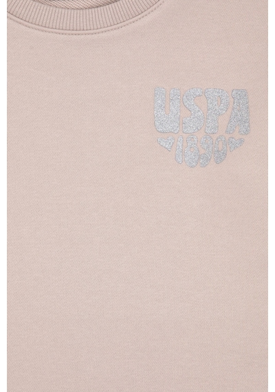 U.S. Polo Assn. Kız Çocuk Taş Simli Baskı Detaylı Bisiklet Yaka Basic Sweatshirt 50314289-VR049
