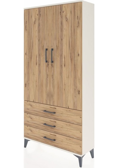 Arges Dolap Tek Raflı 3 Çekmeceli Tek Askılı 88x30x182 Aytaşı-çam Aytası