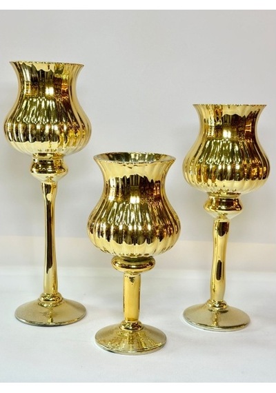 Gaga-151 3'lü Şamdan Set Gold 1 Çok Renkli