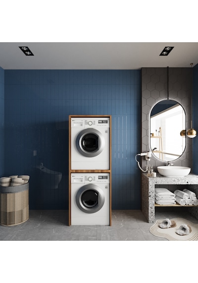 Babil Çamaşır Ve Kurutma Makinesi Dolabı Banyo Dolabı Ceviz Ceviz