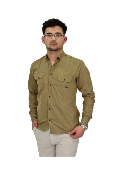 Erkek Spor Likralı Gömlek Bgl-st04343 Vizon