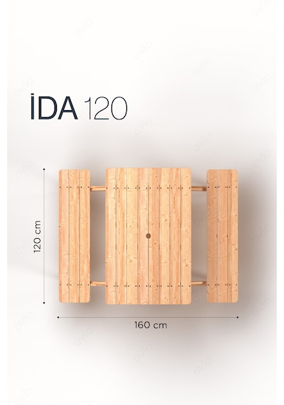Ahşap Oturma Masası İda 120 4 Kişilik Sade Ve Konforlu Tasarım Teak