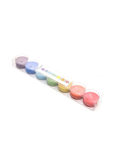 7 Chakra Meditasyon Kristal Kap Içi Mum Seti-Large
