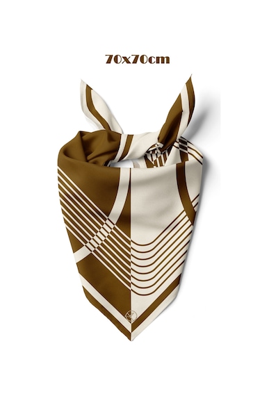 Kahve Urban Çizgi Desen 70 70cm Bandana/fular Çok Renkli