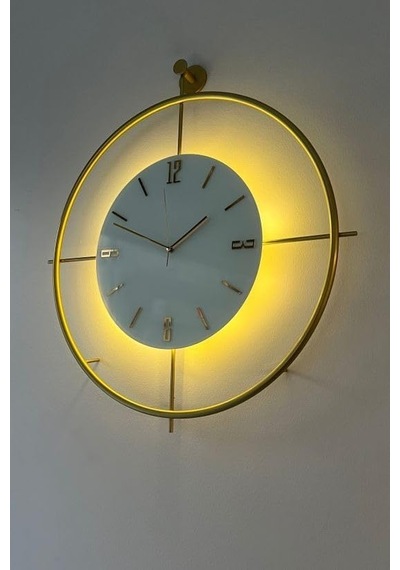 Iskandinav Kristal 60 Cm Gold - Pilli Led 3adet Pil Ile Geldmektedir - Metal Duvar Saati Diğer