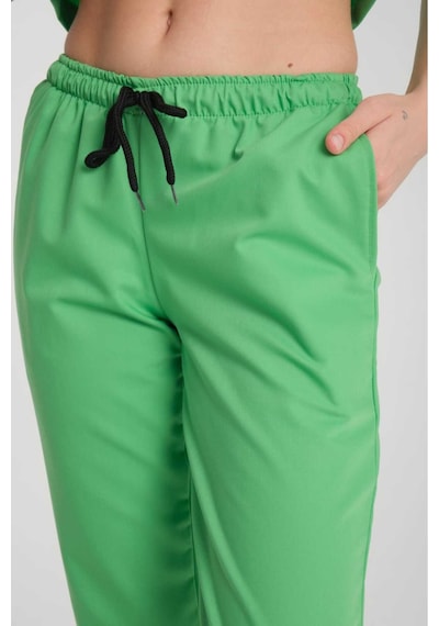 Üniforma V Yaka Fıstık Yeşil Likralı Unisex Doktor Hemşire Takım Scrubs Fıstık Yeşil