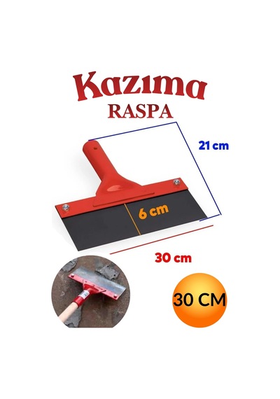 Kazıma Sıyırma Raspası Metal Saplı Çelik 30 Cm Spatula İnşaat Duvar Harç Parke Zemin Temizleme