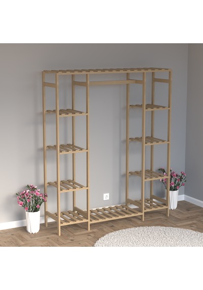 Ahşap Gardırop, Masif Ahşap Dolap, Açık Dolap 150x40x180 Ahşap