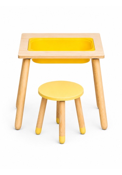 Wood&joy Duyusal Etkinlik Merkezi ve 1 Tabure Seti Sarı