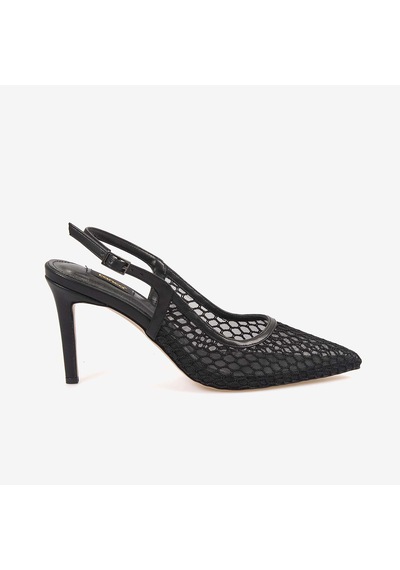 Kemal Tanca Kadın Neolit Taban Fileli Slingback 9,5cm İnce Topuklu Gece & Abiye Ayakkabı 1286 siyah