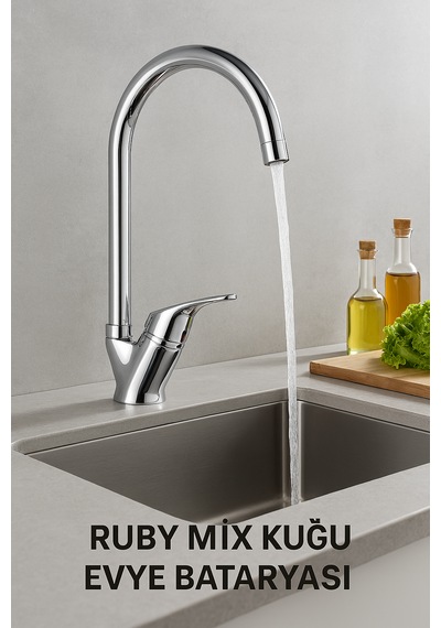 Ruby Mix Kuğu Evye Bataryası krom