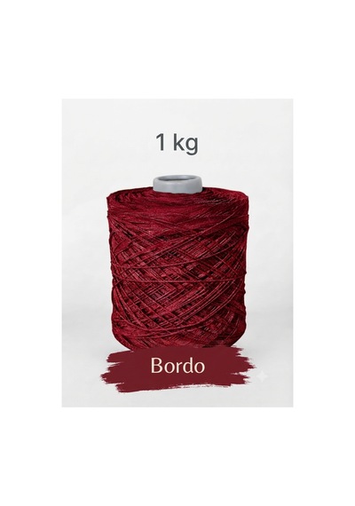 1 Kg 2 Mm Premium İnce Zincir Cotton, Makrome İpi Bordo Renk