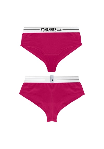 Yohannes Club, Kadın Pamuklu İç Çamaşırı Takımı, Renk Seçenekli, Bralet-kemerli Hipster Külot Pembe