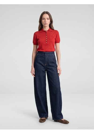 Dilvin 72390 %100 Pamuk Baggy Jean Lacivert