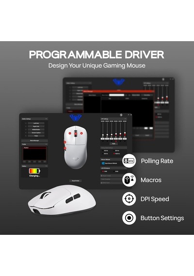Sc800 Lightweight Paw3395 Sensor 26000 Dpı 8000hz Kablolu Ve Kablosuz Gaming Oyuncu Mouse Beyaz Genel