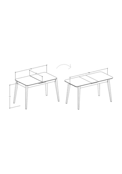 İnci Yemek Masası, 70x114 Açılır Yemek Masası, Mutfak Masası Traverten