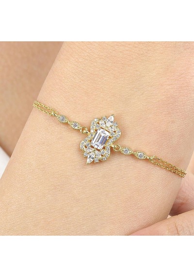 Asil Işıltı Klasiği Gold Renk Vintage Gümüş Bileklik