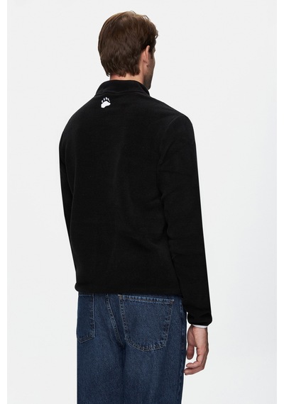 Ucla Cornıng Siyah Yarım Fermuarlı Nakışlı Polar Standard Fit Erkek Sweatshirt Siyah